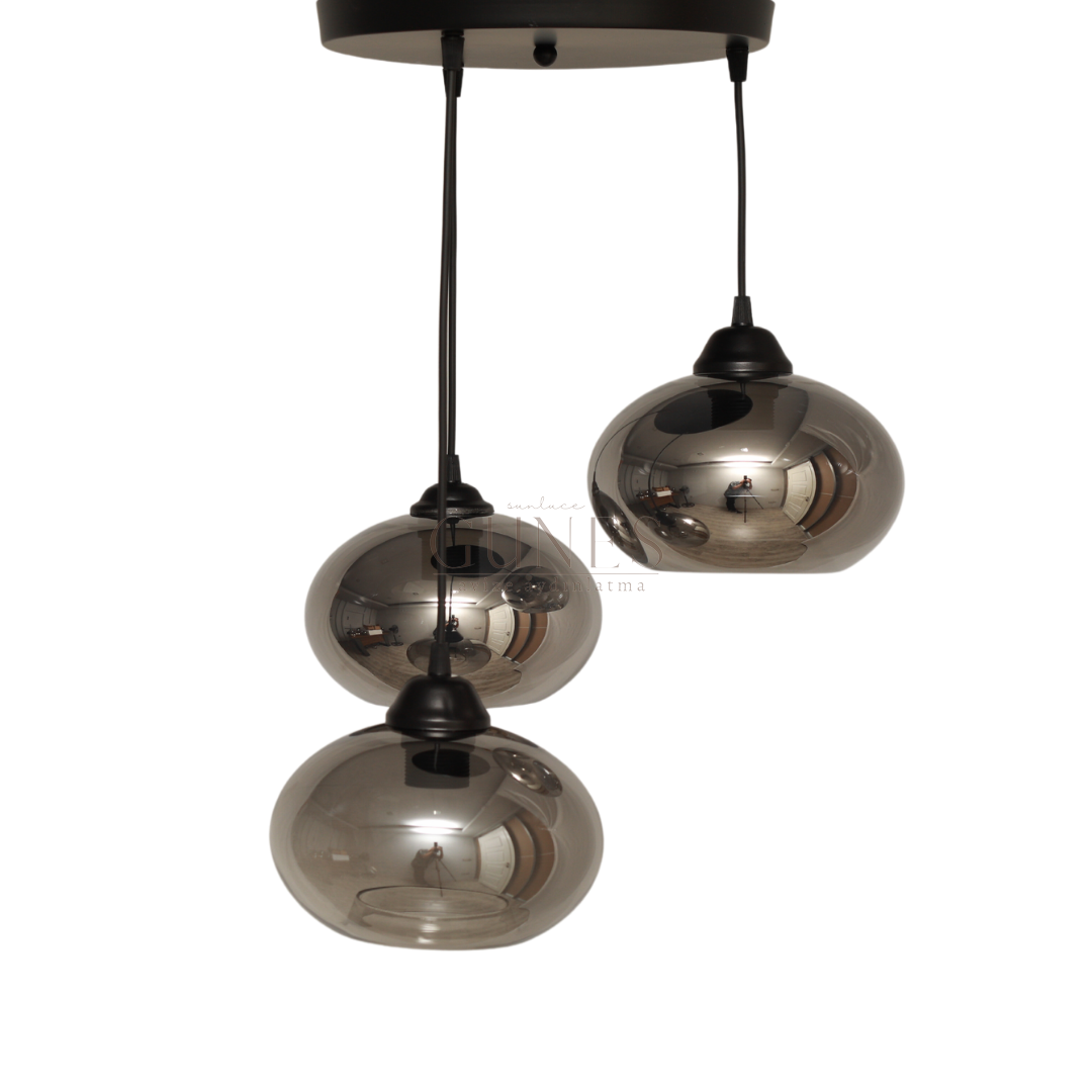 NK 089 MODERN FÜME 3 LÜ SİYAH AVİZE