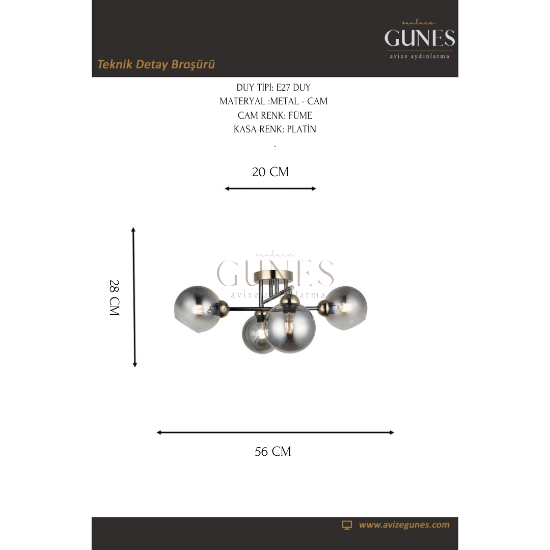 BOLET 4 LU KOBALT PLAFONYER 4XE27
