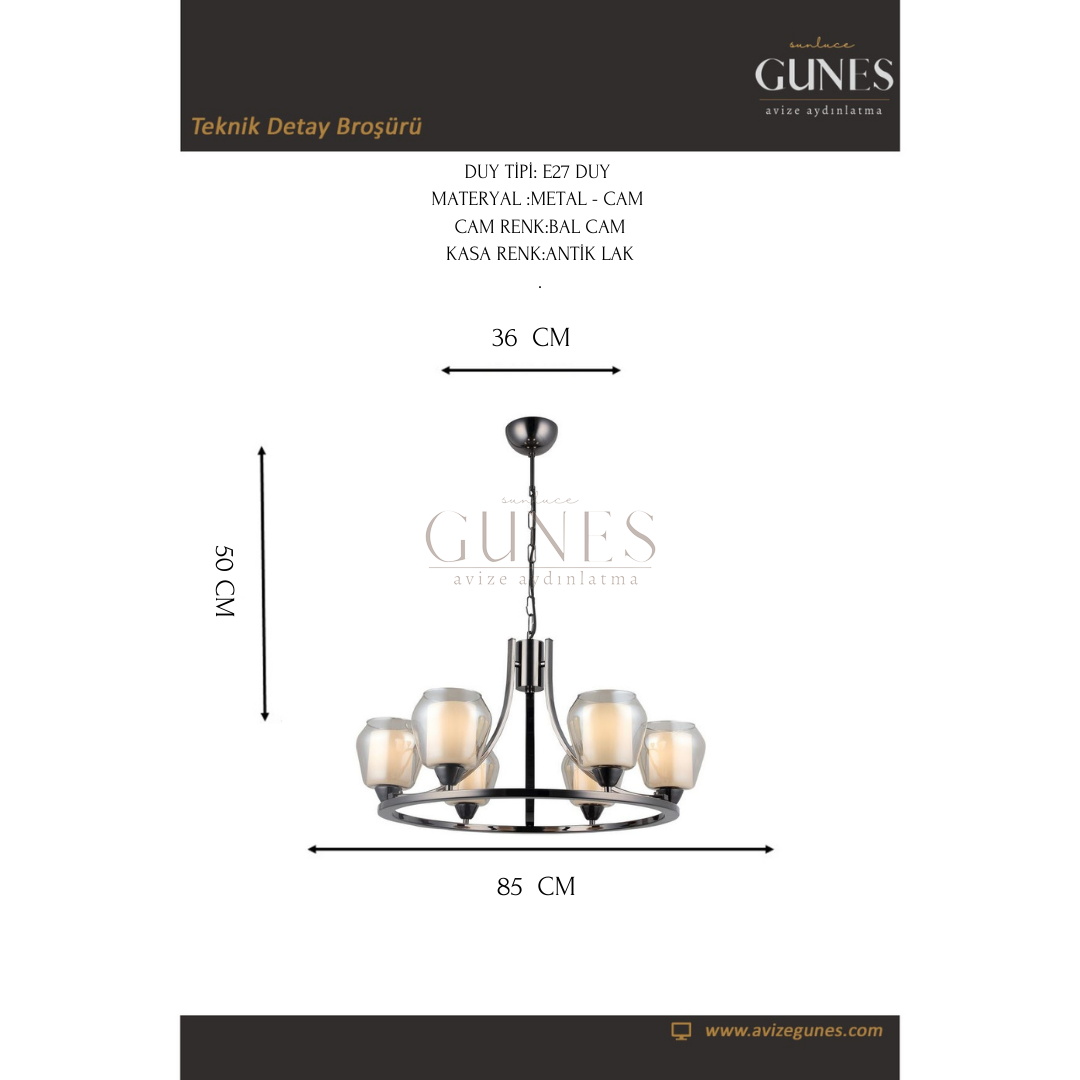 AYTAÇ LUCEA BORA 6 LI KOBALT AVIZE 6XE27