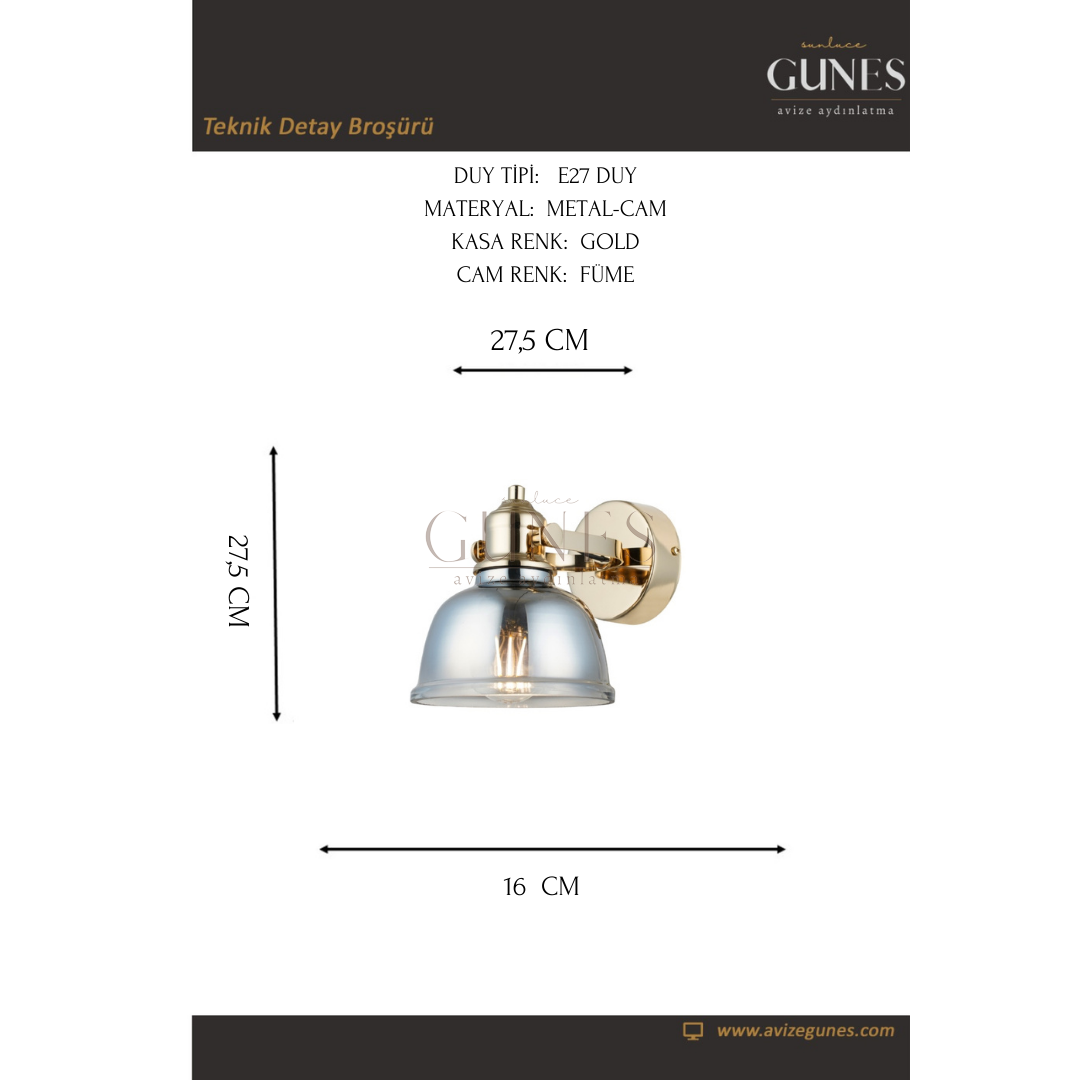 AYTAÇ LUCEA MAGO TEKLI ALTIN APLİK 1XE27