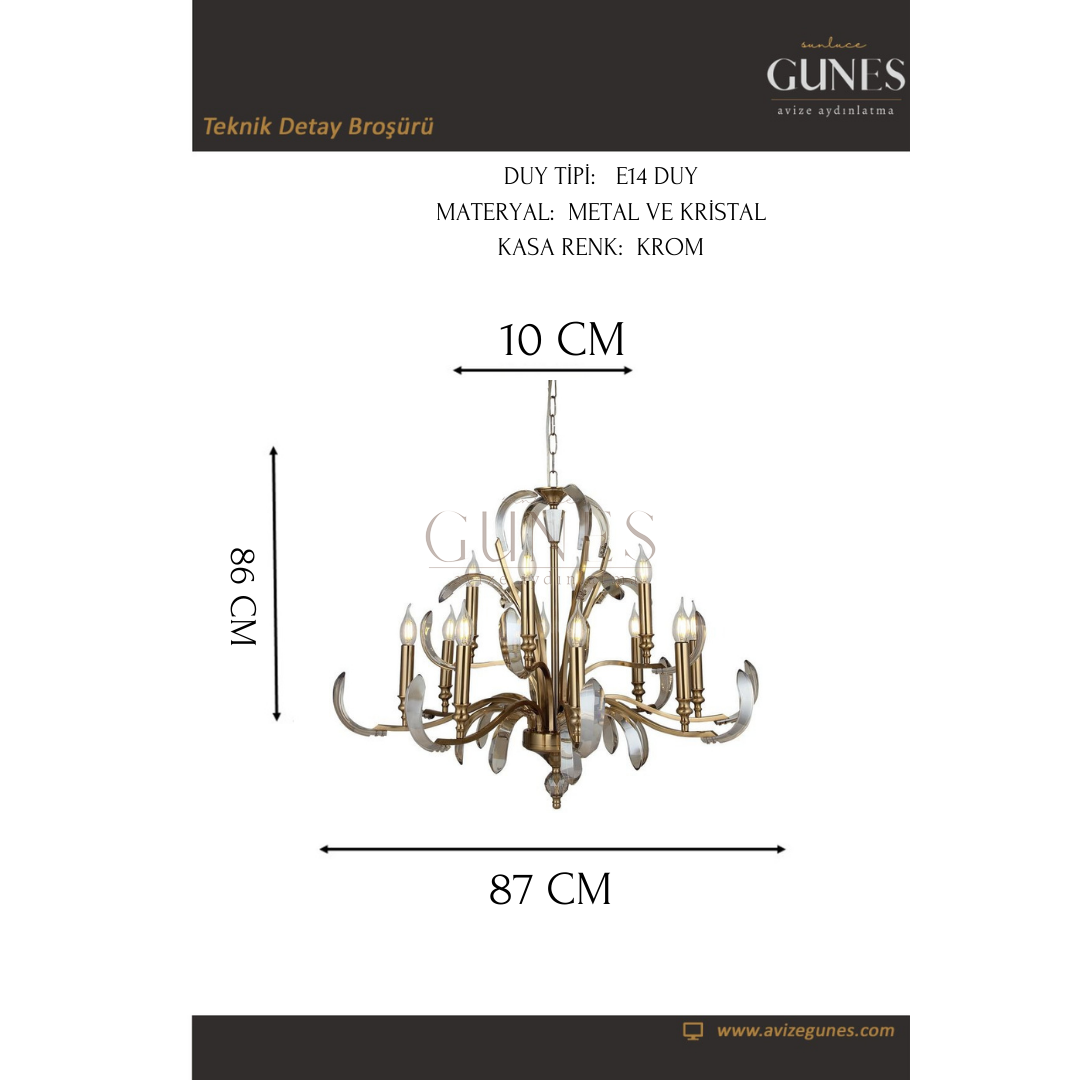 AYTAÇ LUCEA  ARTEMI 8+4 LÜ ANTIK LAK AVİZE 12XE14