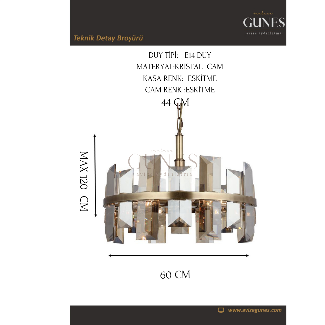 AYTAÇ LUCEA KANSAS Q60 LIK ANTIK LAK AVİZE 8XE14