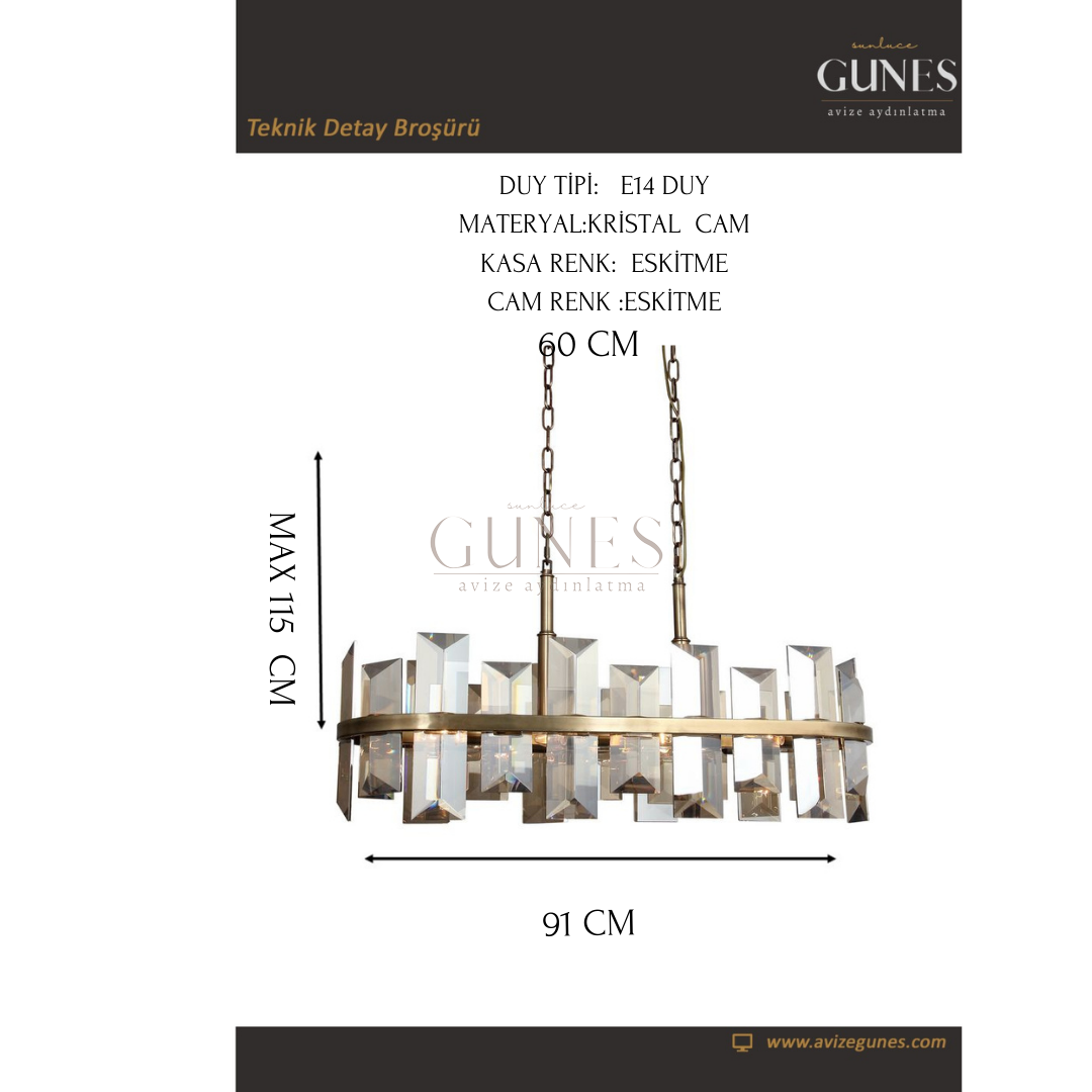 AYTAÇ LUCEA KANSAS L90 LIK ANTIK LAK Y.M AVİZE 8XE14