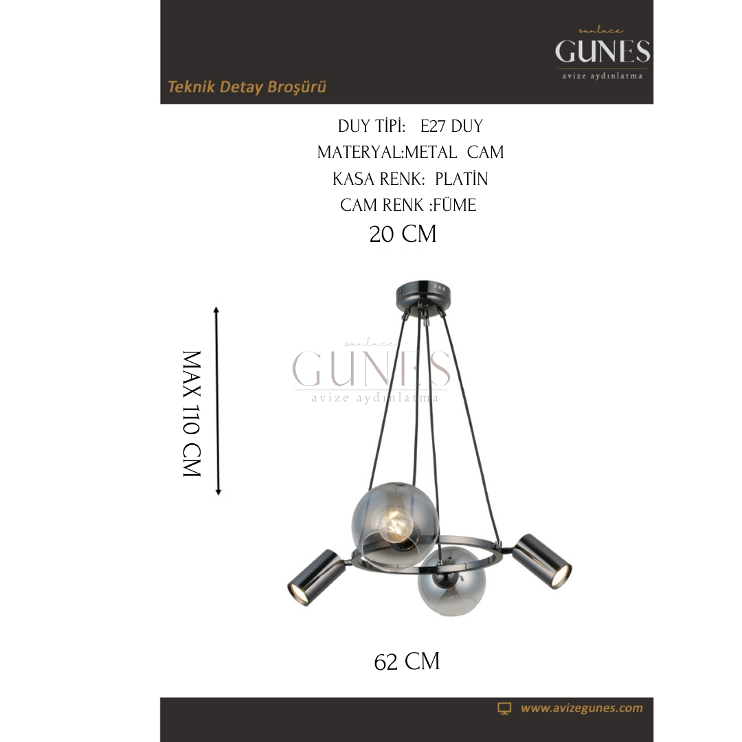 AYTAÇ LUCEA ZERDE 2+2 KOBALT AVİZE 2XGU10+2XE27