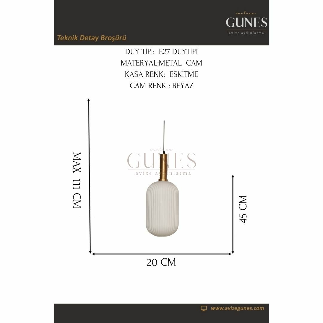 HX-002 BEYAZ CAMLI ESKİTME TEKLİ AVİZE