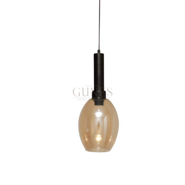 NİL ML-160 BAL CAMLI SİYAH TEKLİ AVİZE