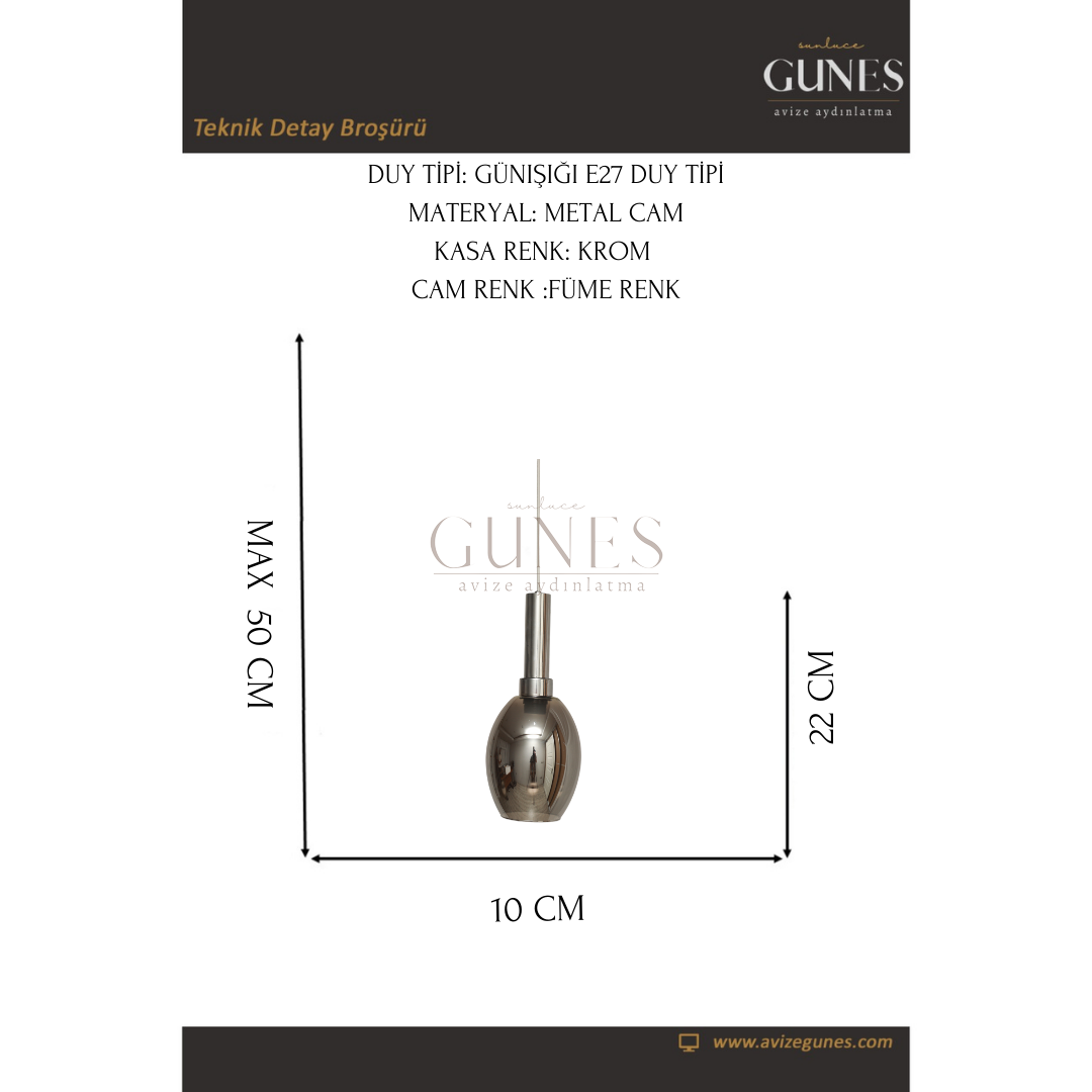 NİL ML-160 FÜME CAMLI TEKLİ AVİZE