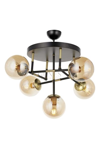 Eskitme/Siyah Kaplama Modern Avize AVONNI AV-4331-5T-BSY