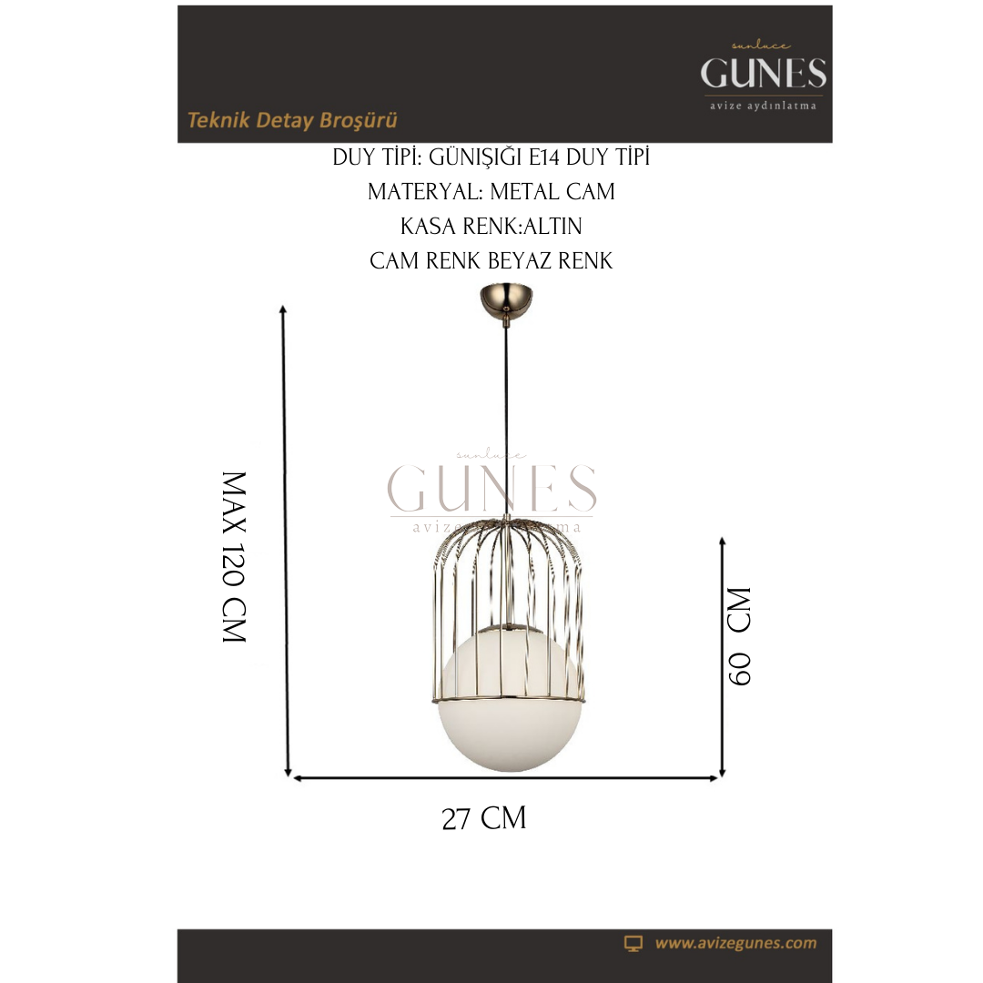 AYTAÇ LUCEA CAPOLA Q25 ALTIN TEKLİ AVİZE 1XE27