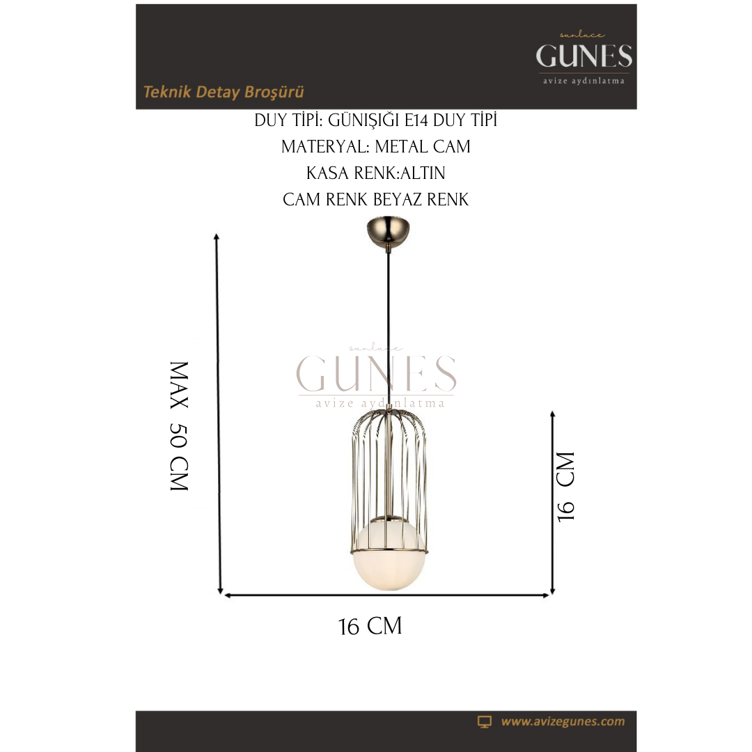 AYTAÇ LUCEA CAPOLA Q15 ALTIN TEKLİ AVİZE 1XE27