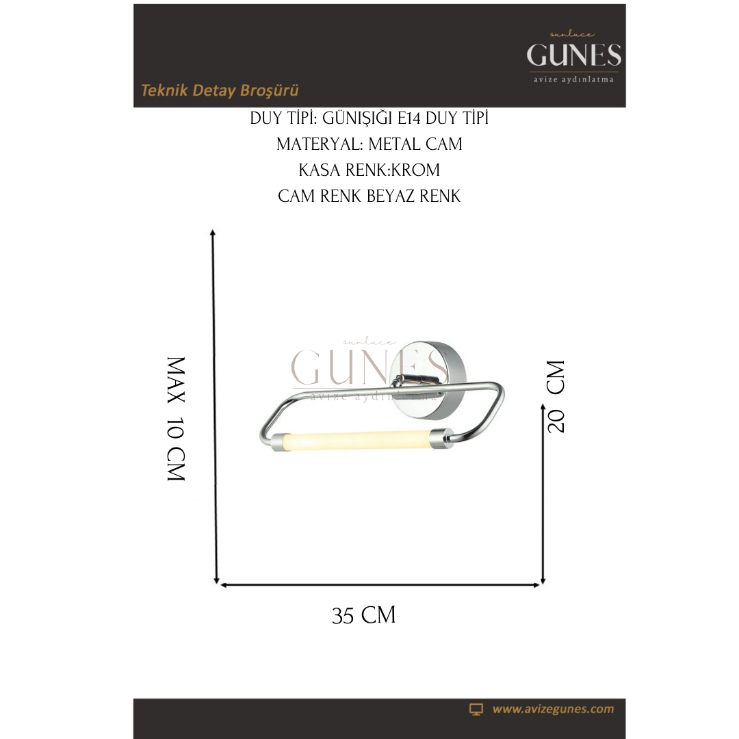 AYTAÇ LUCEA MEDEL 35 LIK LEDLI KROM APLIK 5W 3000K