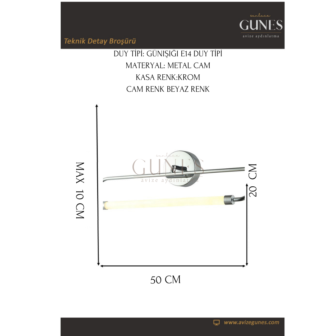 AYTAÇ LUCEA MEDEL 50 LIK LEDLI KROM APLIK 8W 3000K