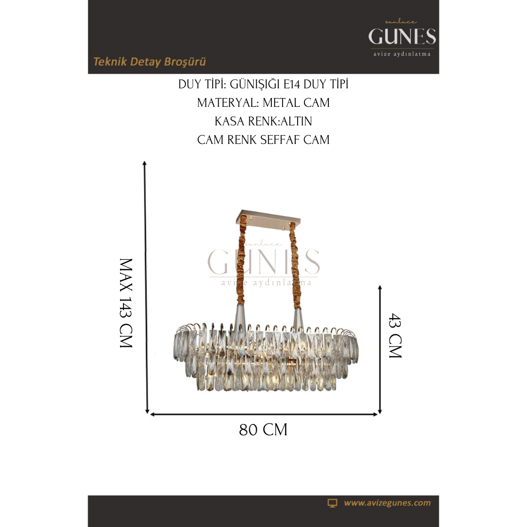 AYTAÇ LUCEA CAVILLA 80X30 LUK M.USTU AVIZE 15XE14