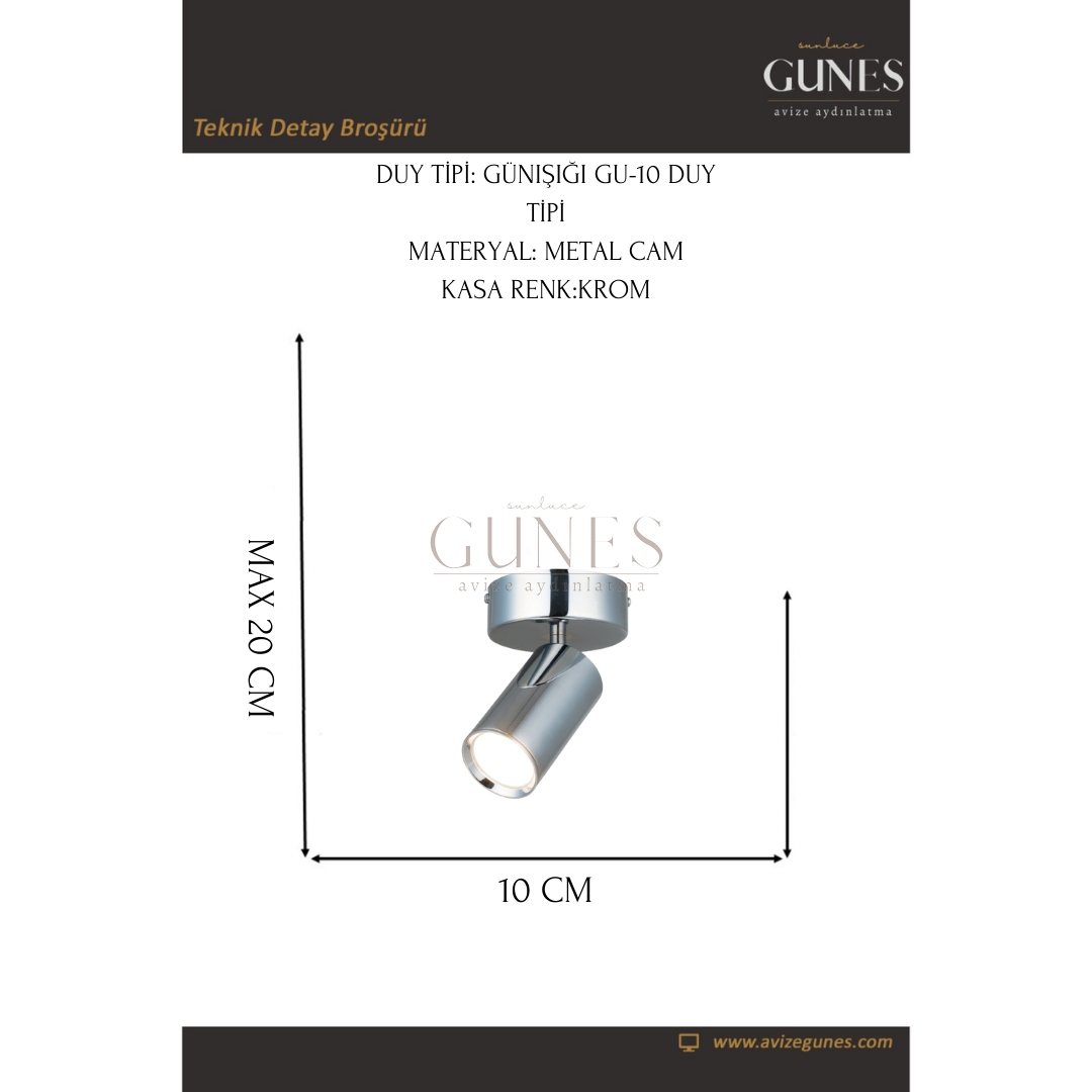 AYTAÇ LUCEA SPOTTE TEKLİ KROM PLAFONYER 1XGU10