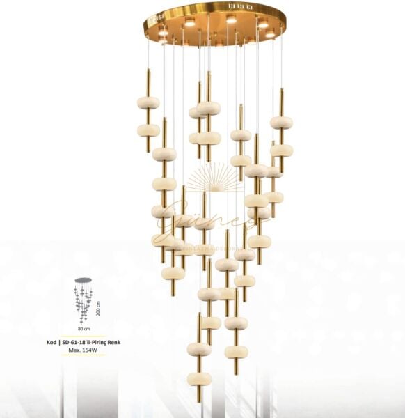 SD-61-18 Lİ PİRİNÇ MERMER SARKIT AVİZE