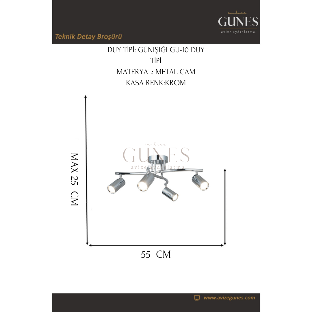 AYTAÇ LUCEA SPOTTE 4 LU KROM PLAFONYER 4XGU10