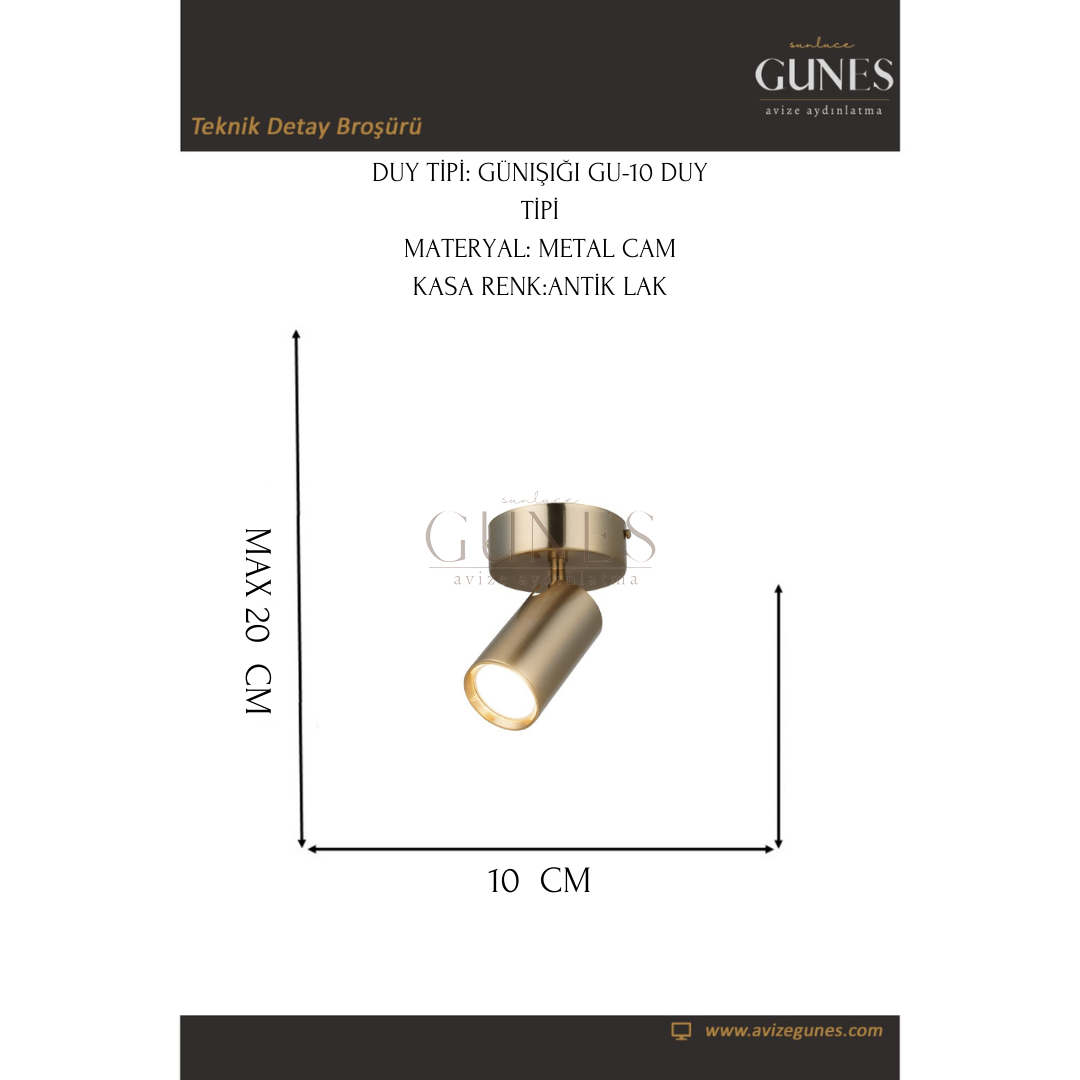 AYTAÇ LUCEASPOTTE TEKLİ ANTIK LAK PLAFONYER 1XGU10