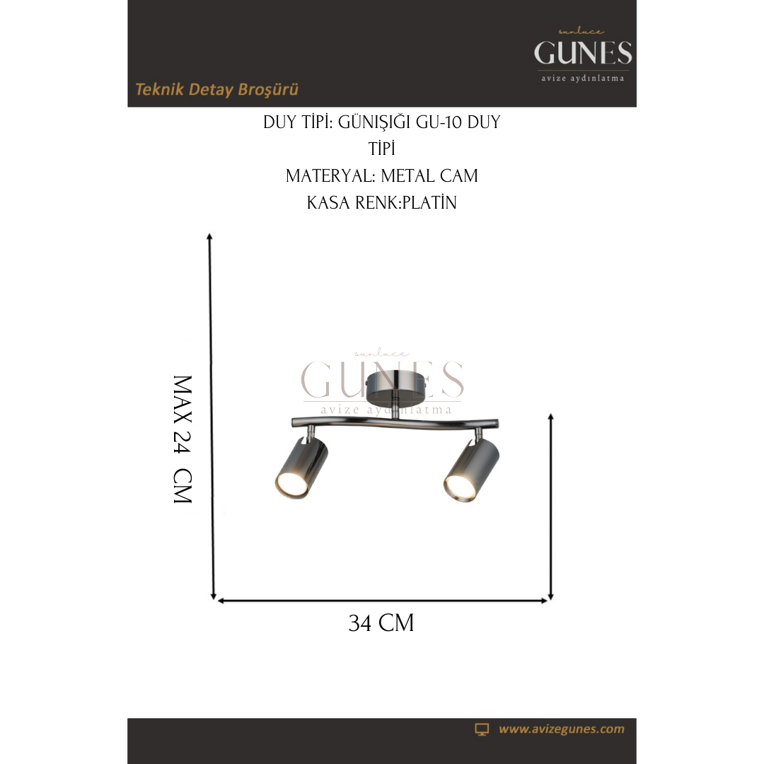 AYTAÇ LUCEA SPOTTE 2 LI KOBALT PLAFONYER 2XGU10