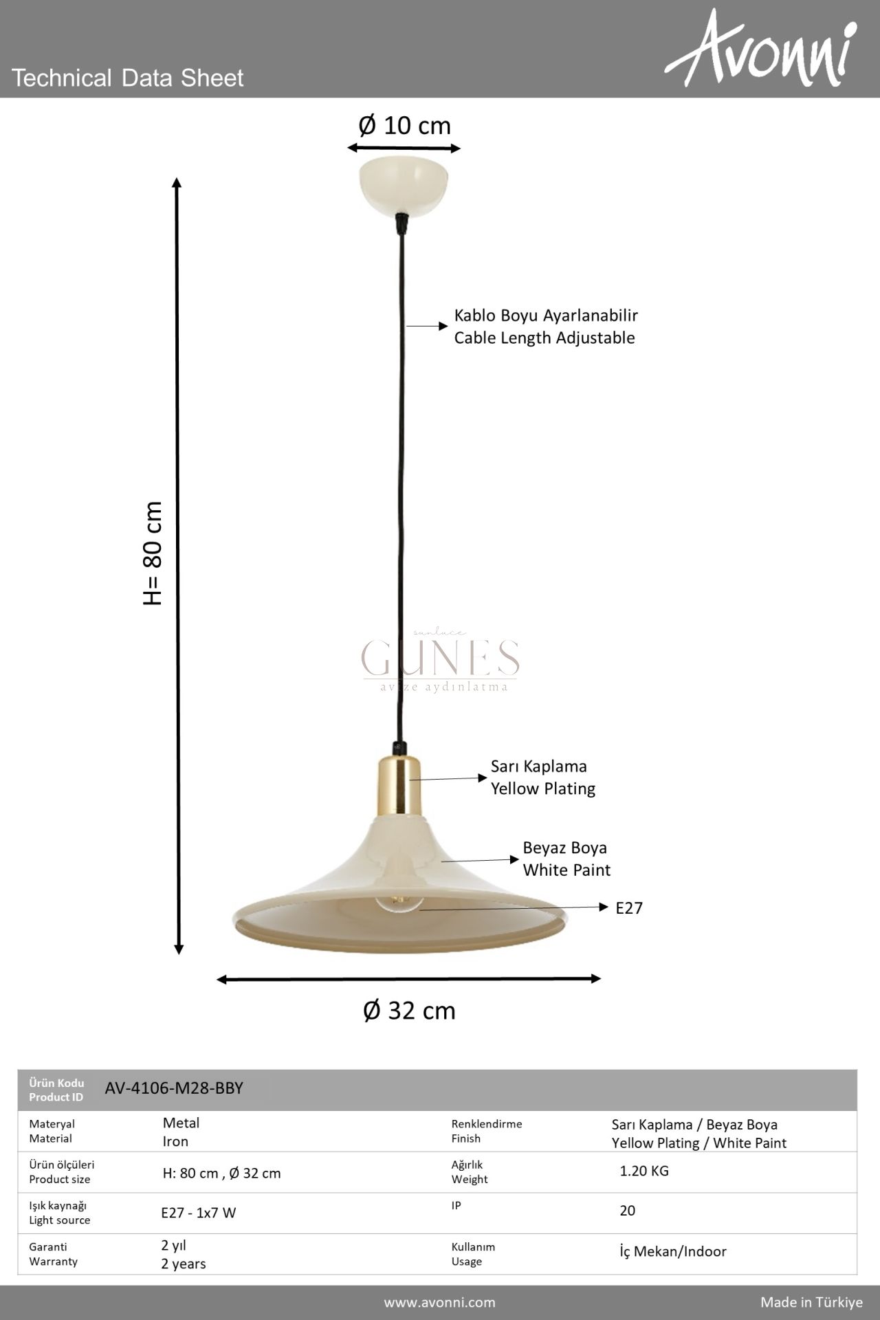 Beyaz Boyalı Modern Avize AVONNI AV-4106-M28-BBY
