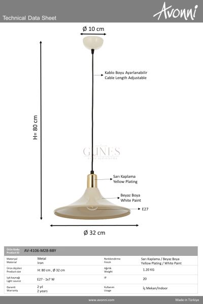 Beyaz Boyalı Modern Avize AVONNI AV-4106-M28-BBY