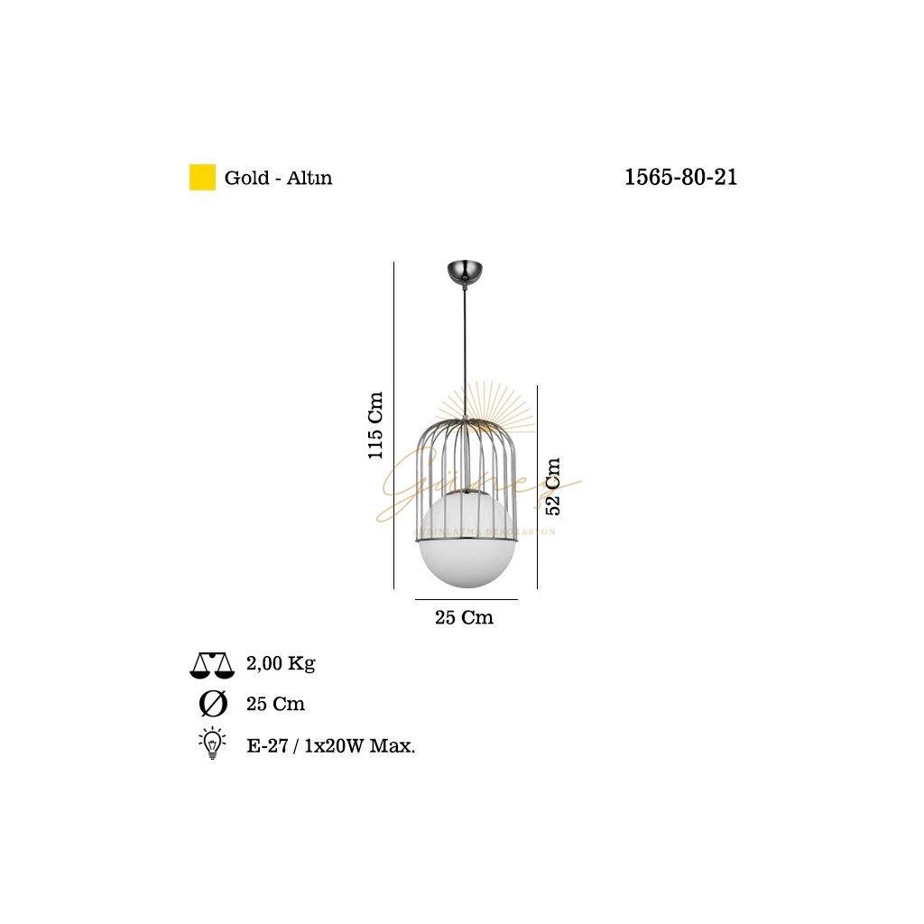 LUCEA CAPOLA Q25 ALTIN TEKLİ AVİZE 1XE27