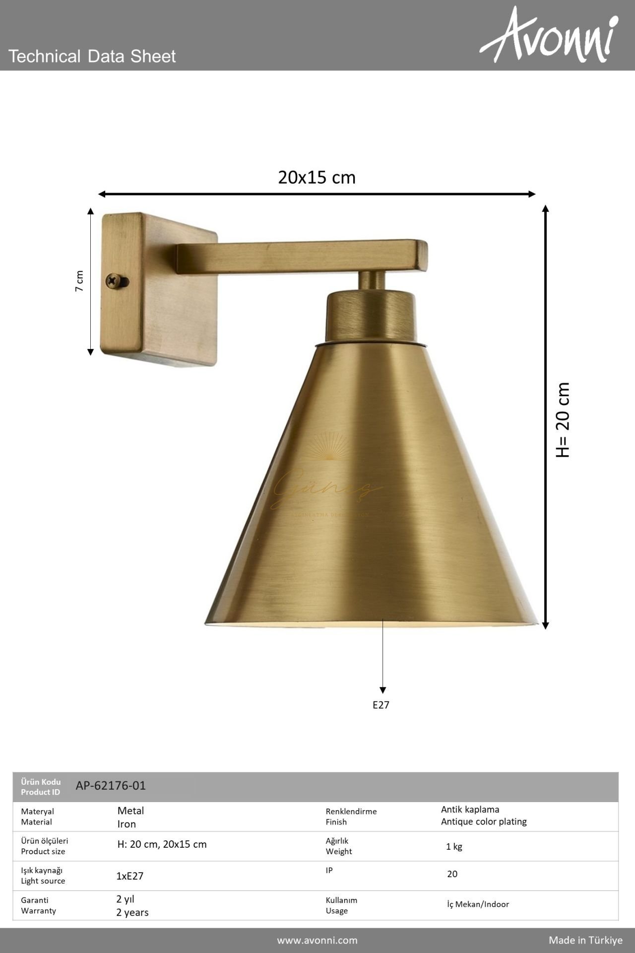 Eskitme Kaplama Aplik AVONNİ-AP-62176-01