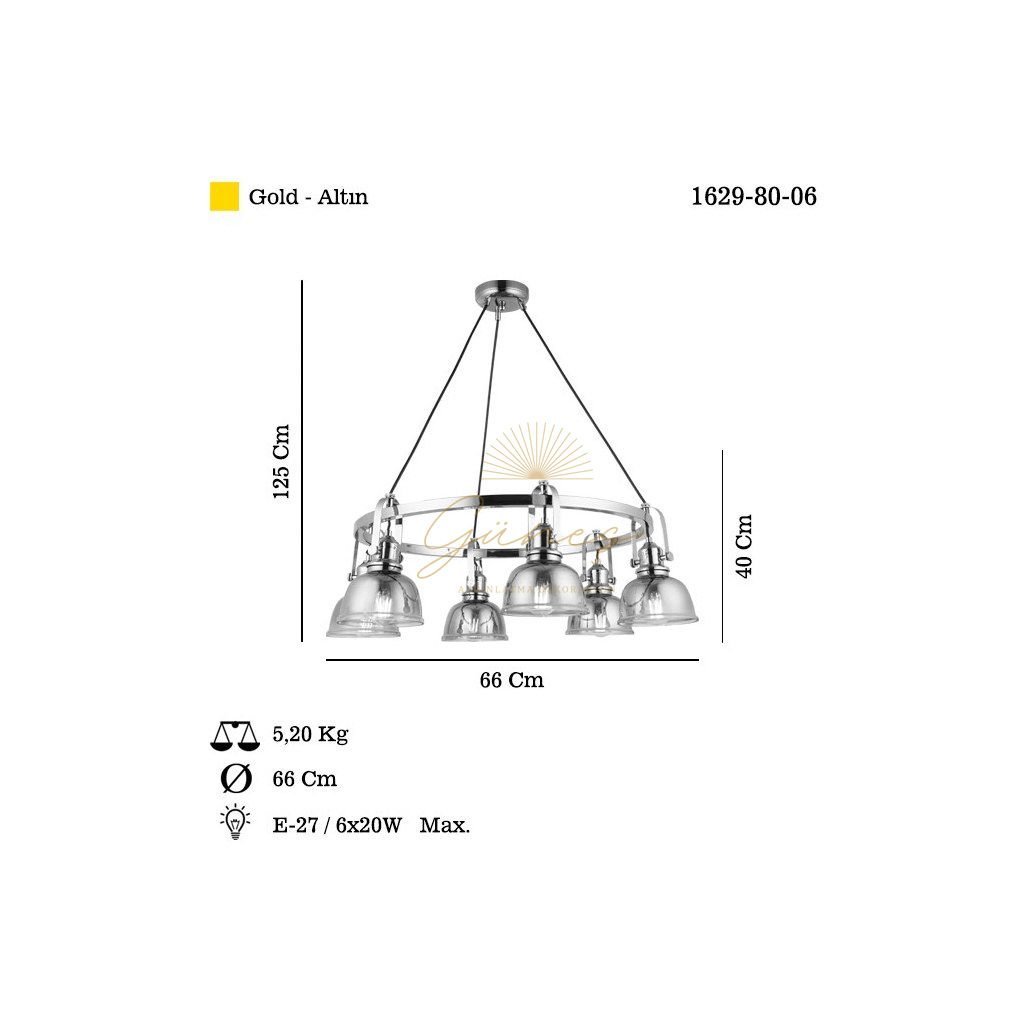 AYTAÇ LUCEA MAGO 6 LI ALTIN YUV AVİZE 6XE27