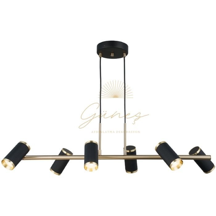 LUME 6 LI SİYAH-ANTIK LAK SIRALI AVİZE 6XGU10
