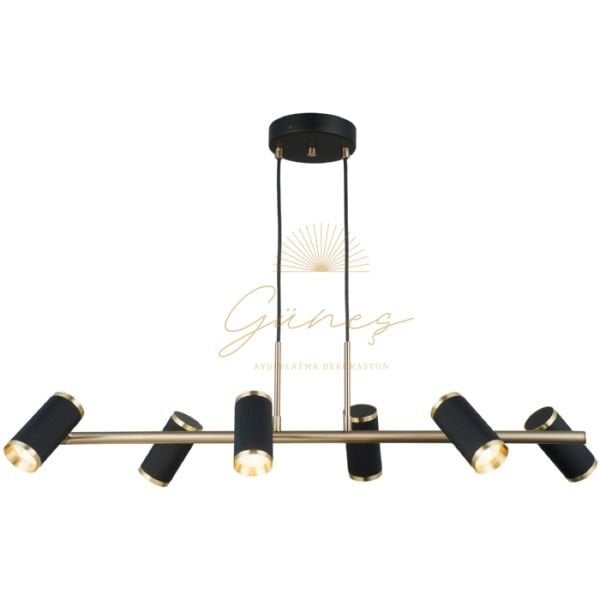LUME 6 LI SİYAH-ANTIK LAK SIRALI AVİZE 6XGU10