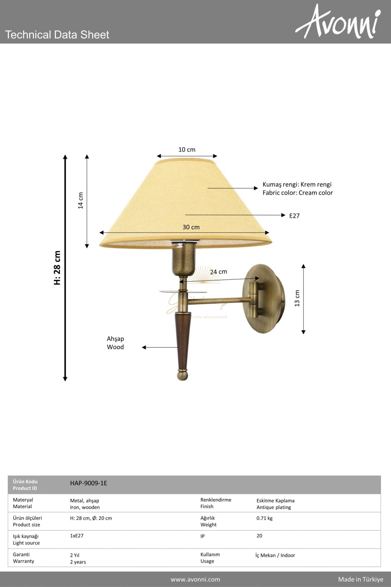 Eskitme Kaplama Aplik AVONNİ-HAP-9009-1E