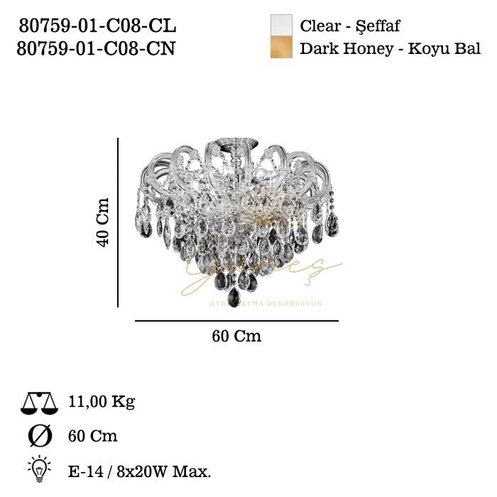 CABRILLAS 8 LI SEFFAF PLAFONYER 8XE14