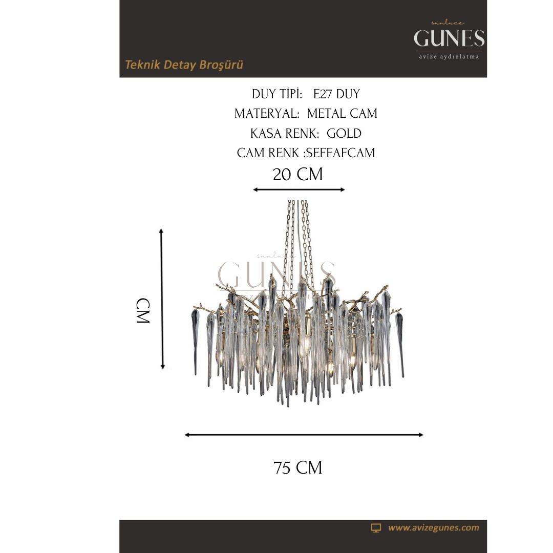 AYTAÇ LUCEA  ABRANTES Q80 12 Lİ ALTIN AVİZE 12XE14